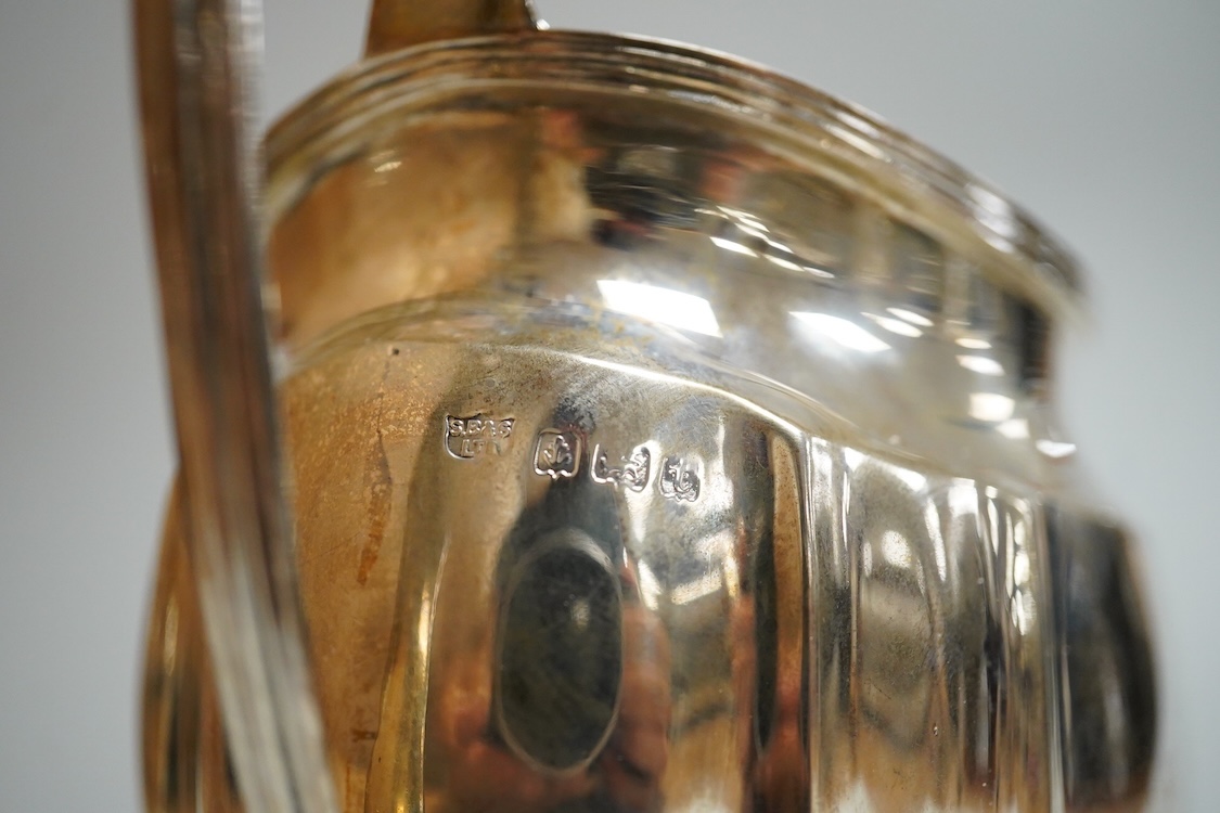A George V silver three piece oval tea set, by S. Blanckensee & Son, Birmingham, 1918/19, gross weight 31oz.